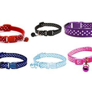 NEW Lot of 2x Polka-Dot Adjustable Pet Collars w/ Bell - Multiple Colors Avail!